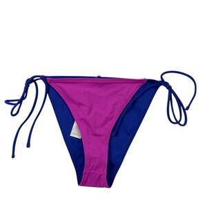 NEW Fabletics Reversible String Swim Bikini Bottom Women Medium Pink Blue